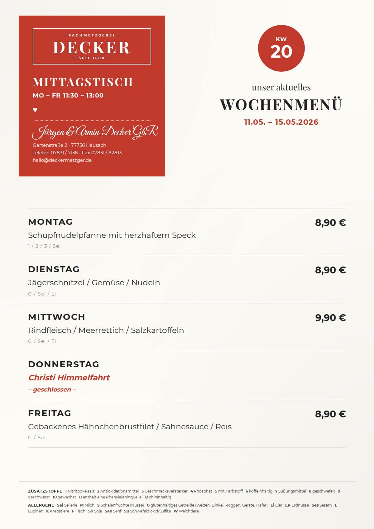 Speiseplan KW20