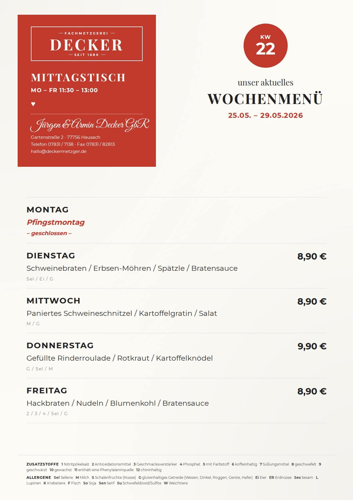 Speiseplan KW22